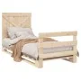 Solid pine wood bed frame with headboard 90x200 cm by , Beds and slatted bases - Ref: Foro24-3281574, Price: 146,86 €, Discou...