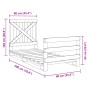 Estructura de cama con cabecero madera maciza de pino 90x200 cm de , Camas y somieres - Ref: Foro24-3281574, Precio: 148,27 €...