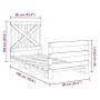 Solid pine wood bed frame with headboard 90x200 cm by , Beds and slatted bases - Ref: Foro24-3281574, Price: 146,86 €, Discou...