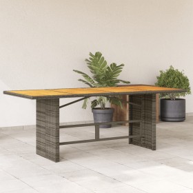 Garden table with acacia wood surface and gray rattan, 190x80x75cm. by , Garden tables - Ref: Foro24-365601, Price: 190,59 €,...