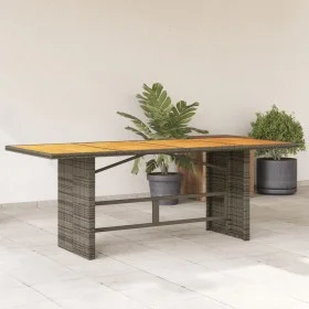 Garden table with acacia wood surface and gray rattan, 190x80x75cm. by , Garden tables - Ref: Foro24-365601, Price: 229,03 €,...