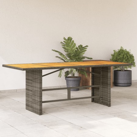 Garden table with acacia wood surface and gray rattan, 190x80x75cm. by , Garden tables - Ref: Foro24-365601, Price: 190,59 €,...