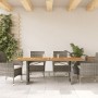 Garden table with acacia wood surface and gray rattan, 190x80x75cm. by , Garden tables - Ref: Foro24-365601, Price: 190,59 €,...