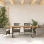 Garden table with acacia wood surface and gray rattan, 190x80x75cm. by , Garden tables - Ref: Foro24-365601, Price: 229,03 €,...