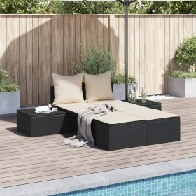 Doppelliege mit schwarzen Kunststoff-Rattan-Kissen von , Liegen - Ref: Foro24-368389, Preis: 263,25 €, Rabatt: %