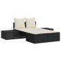 Double sun lounger with black synthetic rattan cushions by , Loungers - Ref: Foro24-368389, Price: 237,45 €, Discount: %