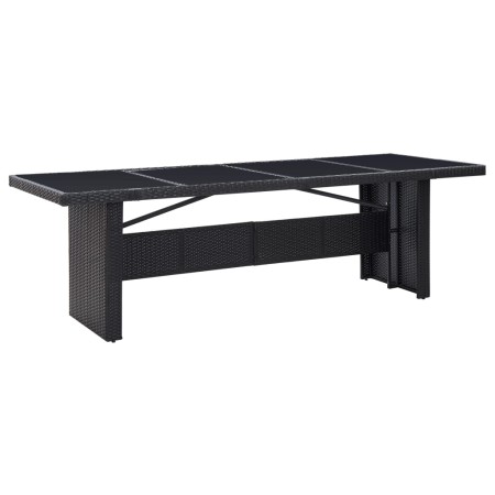 Mesa de jardín ratán sintético y vidrio negro 240x90x74 cm