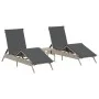 Liegestühle mit Tisch, 2 Stück, aus hellem grauem Kunststoff-Rattan. von , Liegen - Ref: Foro24-4002715, Preis: 274,97 €, Rab...