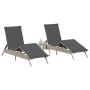 Liegestühle mit Tisch, 2 Stück, aus hellem grauem Kunststoff-Rattan. von , Liegen - Ref: Foro24-4002715, Preis: 280,54 €, Rab...