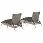 Liegestühle mit Tisch, 2 Stück, aus hellem grauem Kunststoff-Rattan. von , Liegen - Ref: Foro24-4002715, Preis: 274,97 €, Rab...