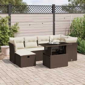 7-piece garden sofa set with brown PE rattan cushions by , Garden sets - Ref: Foro24-3274663, Price: 498,97 €, Discount: %