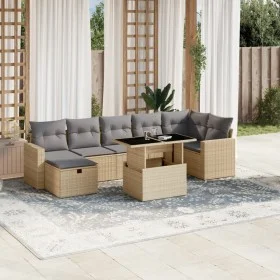 Set of garden sofas and cushions 8 pieces synthetic rattan beige by , Garden sets - Ref: Foro24-3274829, Price: 538,92 €, Dis...