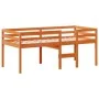 High bed with solid pine wood roof in brown wax 90x190 cm by , Beds and slatted bases - Ref: Foro24-3282140, Price: 236,25 €,...