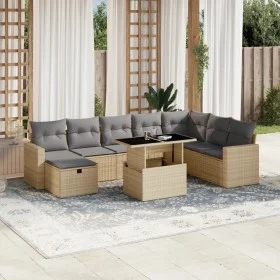 Gartensofagarnitur 9-teilig mit Kissen aus synthetischem Rattan in Beige. von , Gartensets - Ref: Foro24-3274869, Preis: 591,...
