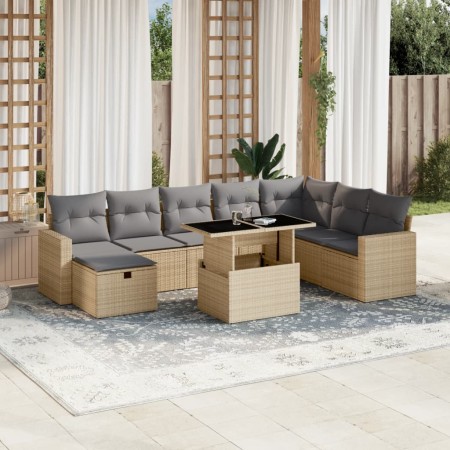 9-piece garden sofa set with beige synthetic rattan cushions by , Garden sets - Ref: Foro24-3274869, Price: 579,71 €, Discoun...