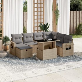 Set of garden sofas and cushions 8 pieces synthetic rattan beige by , Garden sets - Ref: Foro24-3274999, Price: 541,70 €, Dis...
