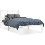 Estructura de cama de metal con cabecero blanco 100x190 cm de , Camas y somieres - Ref: Foro24-376171, Precio: 75,94 €, Descu...