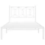 Metal bed frame with white headboard 100x190 cm by , Beds and slatted bases - Ref: Foro24-376171, Price: 72,21 €, Discount: %