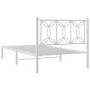 Metal bed frame with white headboard 100x190 cm by , Beds and slatted bases - Ref: Foro24-376171, Price: 72,21 €, Discount: %