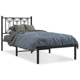 Bed frame with black metal headboard 80x200 cm by , Beds and slatted bases - Ref: Foro24-376119, Price: 72,65 €, Discount: %