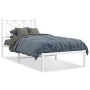 Estructura de cama de metal con cabecero blanco 75x190 cm de , Camas y somieres - Ref: Foro24-376167, Precio: 60,08 €, Descue...