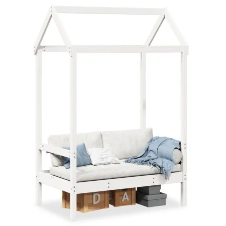 Solid white pine wood bench with a roof, measuring 117.5x70x176.5 cm. by , Banks - Ref: Foro24-846995, Price: 133,74 €, Disco...