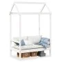Solid white pine wood bench with a roof, measuring 117.5x70x176.5 cm. by , Banks - Ref: Foro24-846995, Price: 133,74 €, Disco...