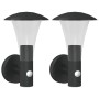 Outdoor wall lights with sensor 2 units stainless steel black by , Outdoor lighting - Ref: Foro24-4006243, Price: 59,30 €, Di...