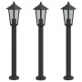 Außen-Stehlampen, 3 Stück, Edelstahl, schwarz, 80 cm. von , Außenbeleuchtung - Ref: Foro24-4006386, Preis: 127,69 €, Rabatt: %
