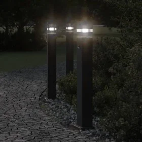 Außen-Stehlampen mit Sensor, 3 Stück, Schwarz, aus Aluminium, 80 cm. von , Außenbeleuchtung - Ref: Foro24-4006402, Preis: 140...