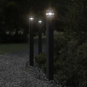 Lámpara de suelo de exterior con enchufe aluminio negro 110 cm de , Iluminación de exterior - Ref: Foro24-4006409, Precio: 68...