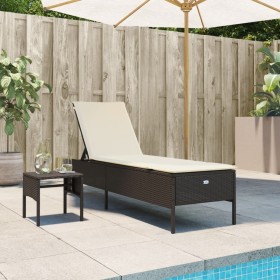 Liegestuhl mit Kissen und Beistelltisch aus braunem synthetischem Rattan von , Liegen - Ref: Foro24-4002729, Preis: 171,37 €,...