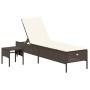 Liegestuhl mit Kissen und Beistelltisch aus braunem synthetischem Rattan von , Liegen - Ref: Foro24-4002729, Preis: 171,37 €,...