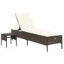 Lounger with cushion and brown synthetic rattan side table by , Loungers - Ref: Foro24-4002729, Price: 168,19 €, Discount: %