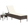 Lounger with cushion and brown synthetic rattan side table by , Loungers - Ref: Foro24-4002729, Price: 171,37 €, Discount: %