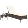 Lounger with cushion and brown synthetic rattan side table by , Loungers - Ref: Foro24-4002729, Price: 168,19 €, Discount: %