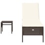 Lounger with cushion and brown synthetic rattan side table by , Loungers - Ref: Foro24-4002729, Price: 171,37 €, Discount: %