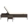 Lounger with cushion and brown synthetic rattan side table by , Loungers - Ref: Foro24-4002729, Price: 168,19 €, Discount: %