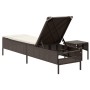 Lounger with cushion and brown synthetic rattan side table by , Loungers - Ref: Foro24-4002729, Price: 171,37 €, Discount: %