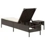Lounger with cushion and brown synthetic rattan side table by , Loungers - Ref: Foro24-4002729, Price: 168,19 €, Discount: %