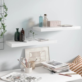 Floating wall shelf 2 pcs glossy white MDF 60x23.5x3.8cm by vidaXL, Shelves and shelves - Ref: Foro24-323749, Price: 34,36 €,...