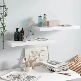 Floating wall shelf 2 pcs glossy white MDF 60x23.5x3.8cm by vidaXL, Shelves and shelves - Ref: Foro24-323749, Price: 33,54 €,...