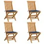 Sillas de jardín 4 uds con cojines azul real madera de teca de , Sillas de jardín - Ref: Foro24-3062578, Precio: 258,43 €, De...
