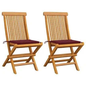 Gartenstühle 2 Stk. mit Rotweinkissen Teakholz von , Gartenstühle - Ref: Foro24-3062469, Preis: 148,49 €, Rabatt: %