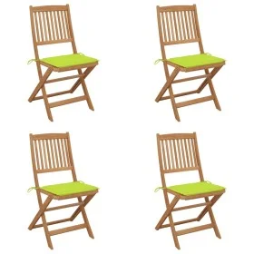 Folding garden chairs 4 units and solid acacia wood cushions by , Garden chairs - Ref: Foro24-3064682, Price: 222,88 €, Disco...