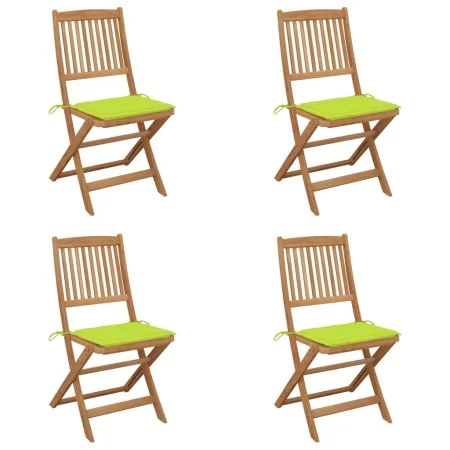 Folding garden chairs 4 units and solid acacia wood cushions by , Garden chairs - Ref: Foro24-3064682, Price: 222,88 €, Disco...