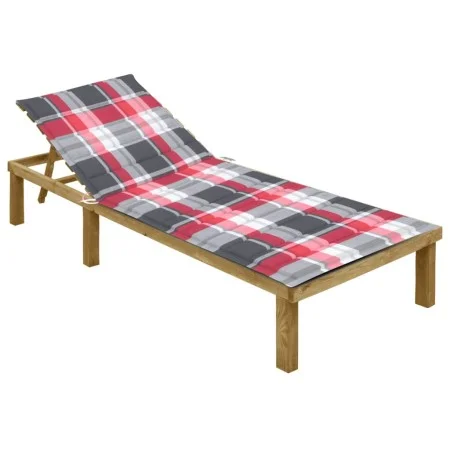 Lounger with checkered pattern cushion made of impregnated pine wood by , Loungers - Ref: Foro24-3065832, Price: 127,34 €, Di...