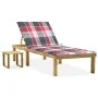 Garden lounger with table and cushion made of impregnated pine wood. by , Loungers - Ref: Foro24-3065847, Price: 129,43 €, Di...
