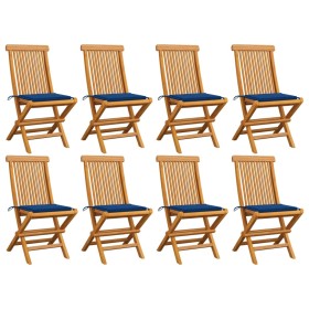 Garden chairs 8 pcs teak wood with royal blue cushions by , Garden chairs - Ref: Foro24-3072927, Price: 527,15 €, Discount: %