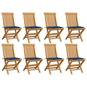 Gartenstühle 8 Stk. Teakholz mit königsblauen Kissen von , Gartenstühle - Ref: Foro24-3072927, Preis: 505,59 €, Rabatt: %